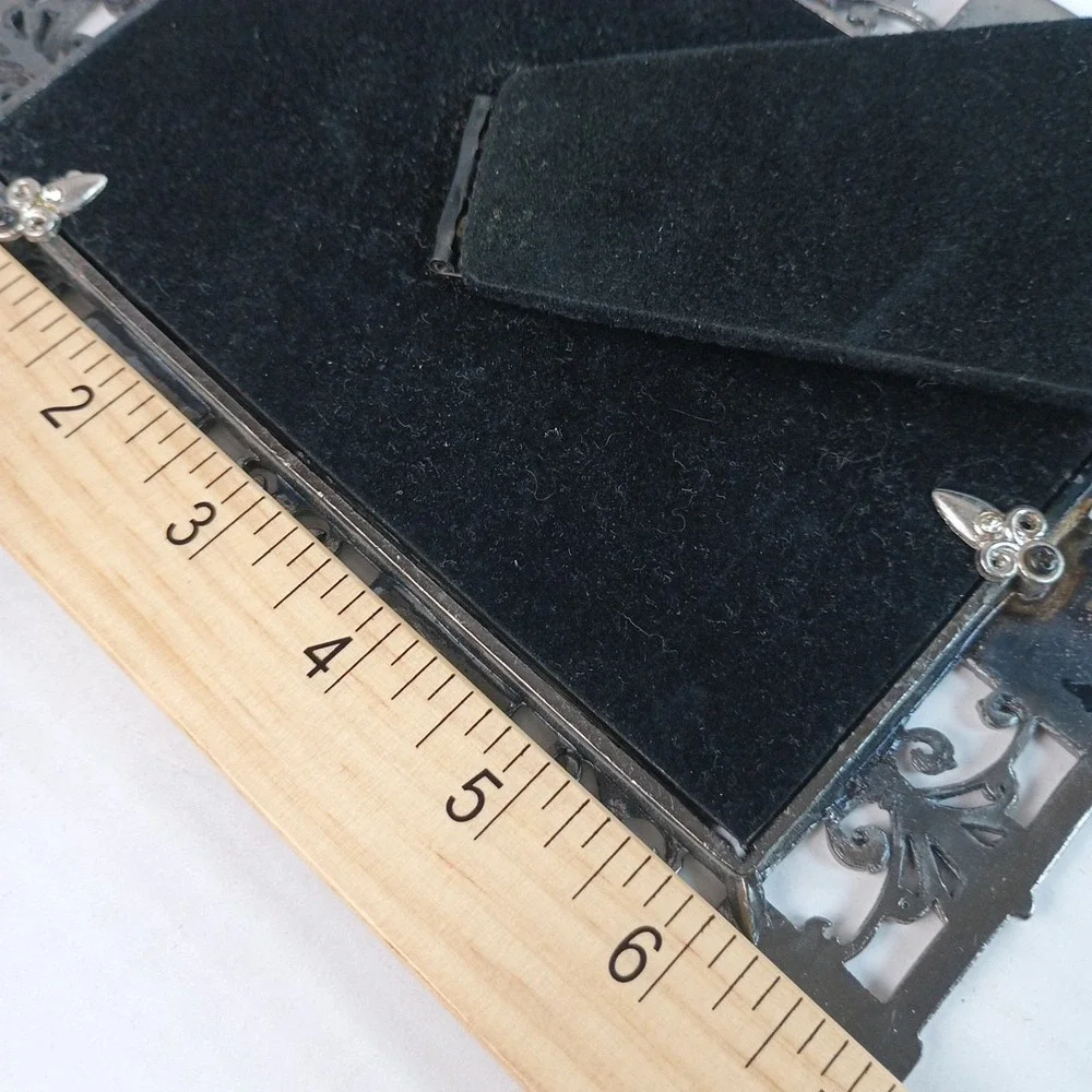Vintage Picture 4 x 6 Mother of Pearl Enamel and Metal Picture Frame